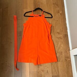 Victoria Beckham Bright Orange Scalloped Romper